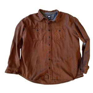 Mens XXL/Tall LANDS END Heavyweight Brown Herringbone l/s Cabincore Shirt